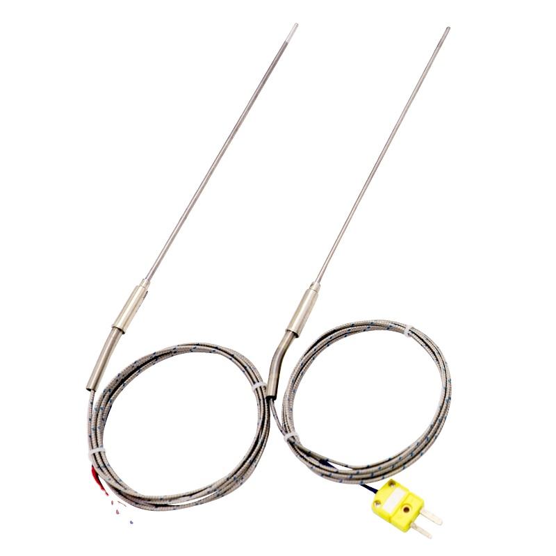 Nålearmert fleksibelt termoelement, Type K, 2-leder, høytemperatur, høypresisjonstermoelement med utvidet PT100 RTD-sensor