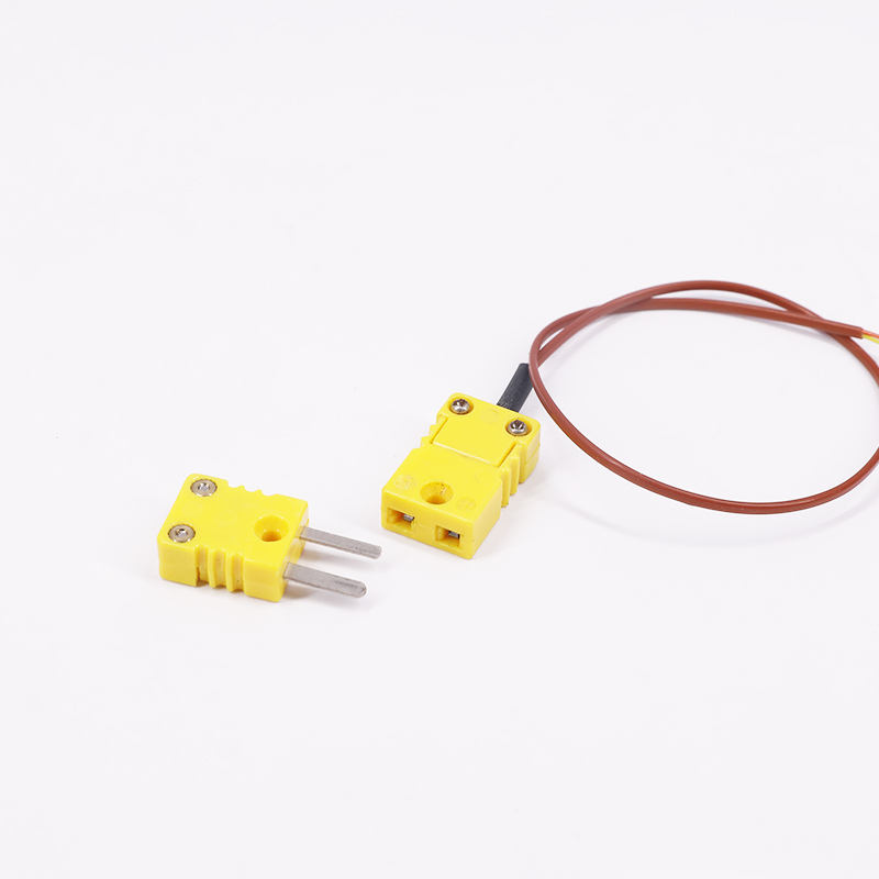 Brun PTFE-mantlet temperaturmåling 2-leder termoelement skjøtekabel med termoelementplugg for direkte kontakt K-type sensor