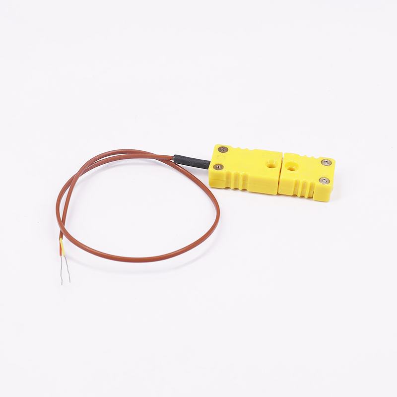 Brun PTFE-mantlet temperaturmåling 2-leder termoelement skjøtekabel med termoelementplugg for direkte kontakt K-type sensor
